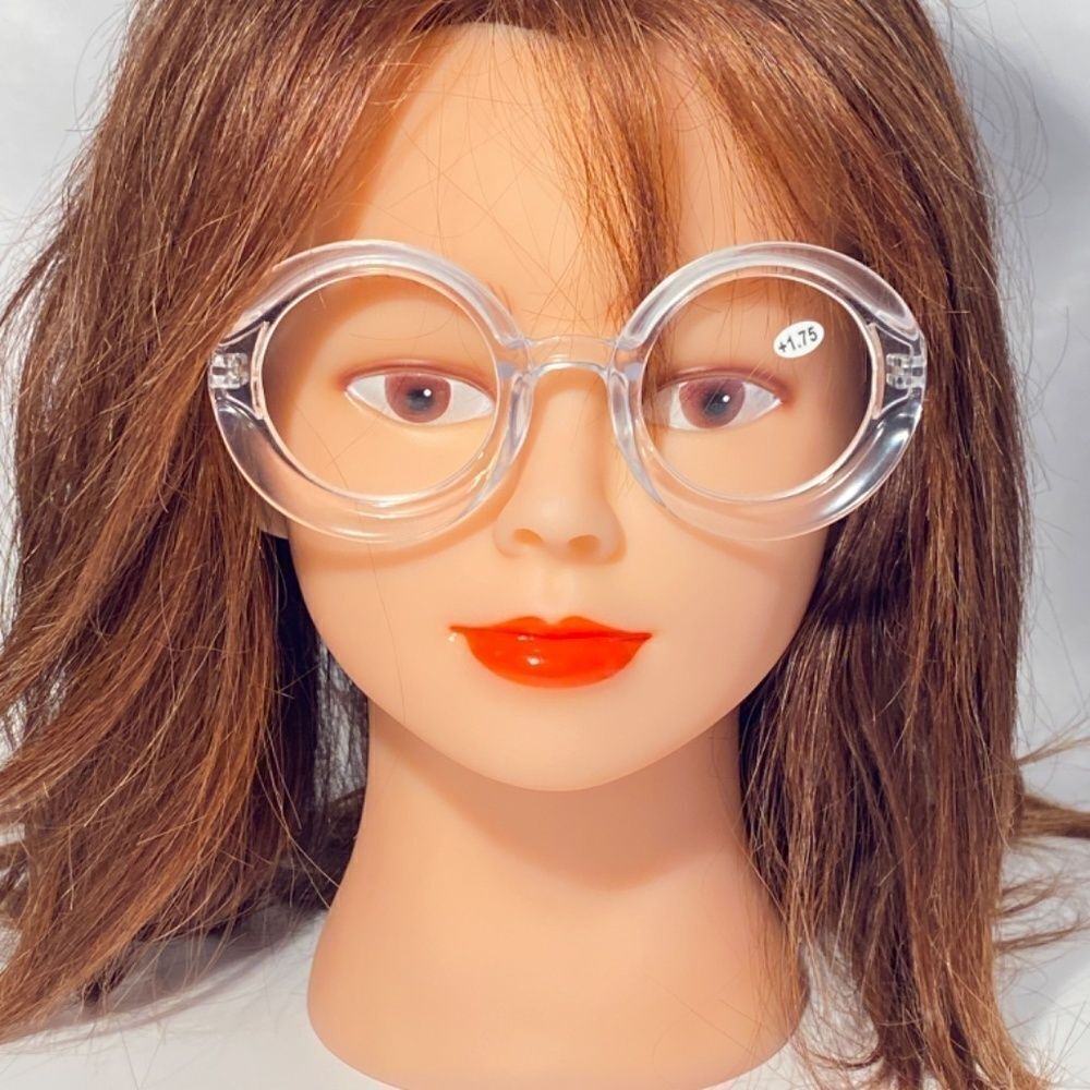 1056 Fern Oversized 1.75 Reading Glasses Readers Round Clear Frames NWT